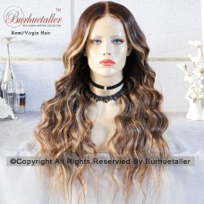 4 Wig Type Optional Ombre Balayage  Brown Human Hair Wig For Women