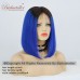  4 Wig Type Optional  Ombre blue bob Human Hair Wig