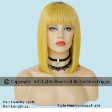  4 Wig Type Optional ombre yellow bob Human Hair Wig with bangs